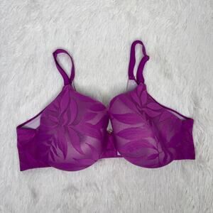 CACIQUE / purple floral backsmoother lighly lined full coverage bra / 38D